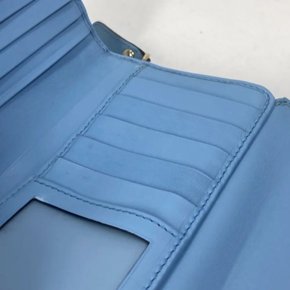 Auth GUCCI 449364 Micro Guccissima Zip Around Long Wallet Leather Light blue - Picture 16 of 16